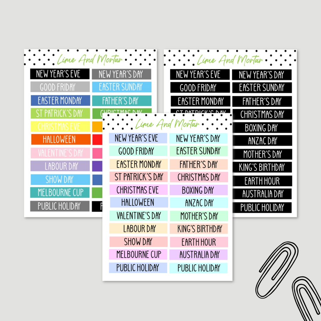 Australian Holidays Stickers | 3 Colours