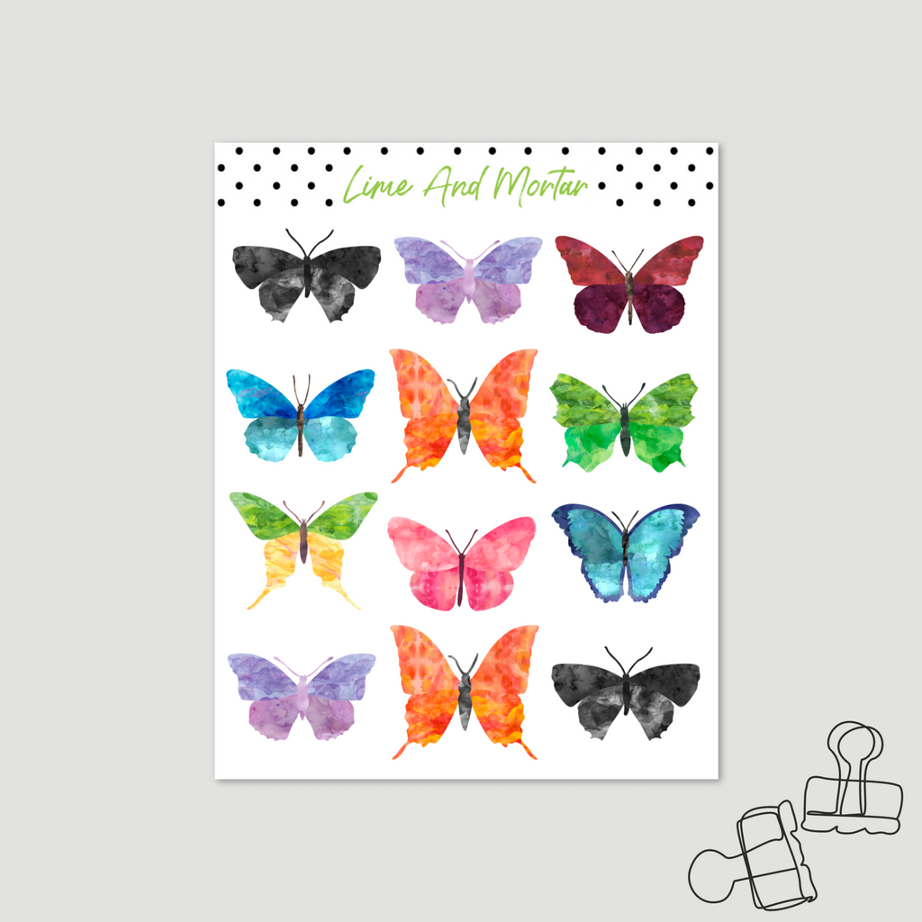 Watercolour Butterfly Stickers