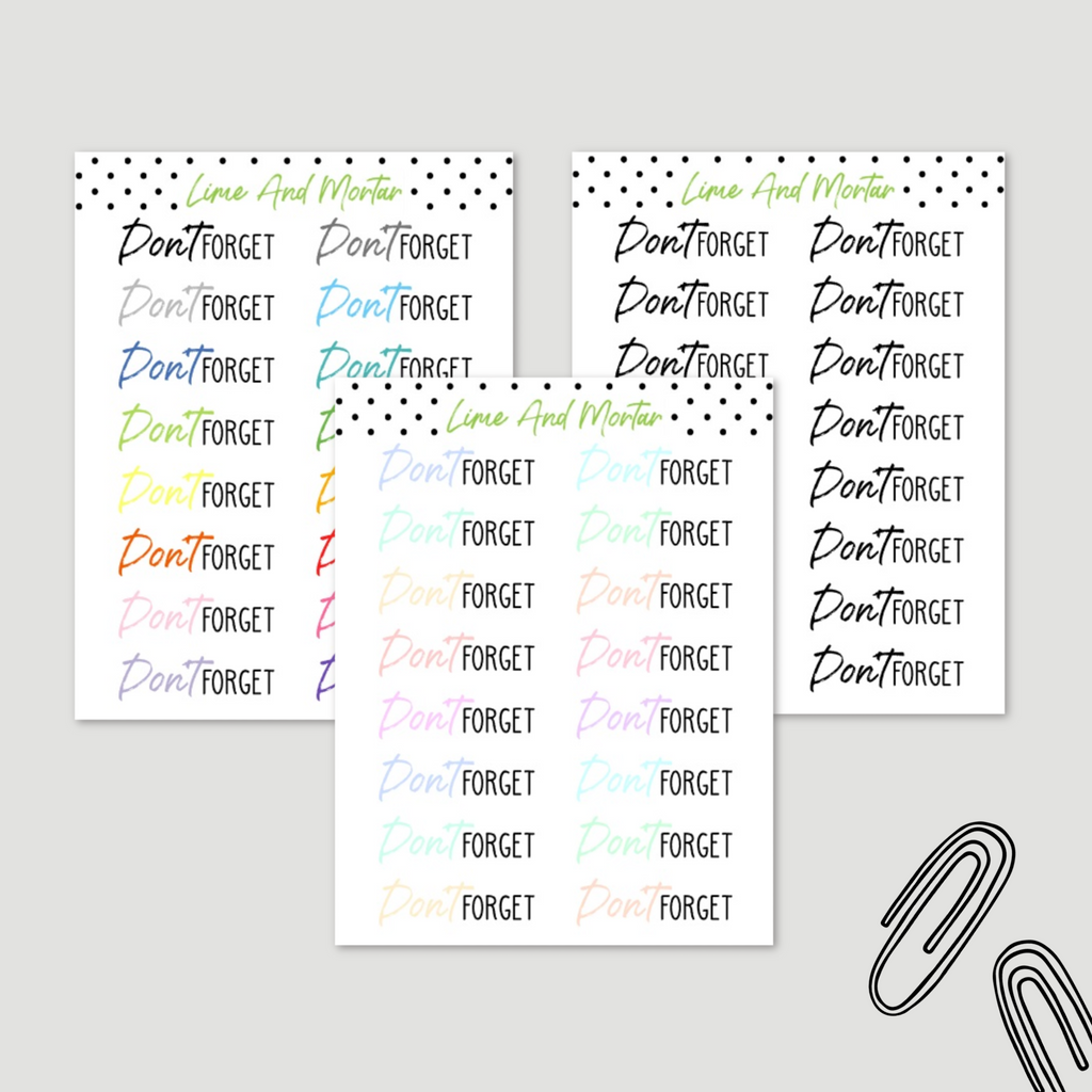 Don't Forget | Brand Font Duo Stickers