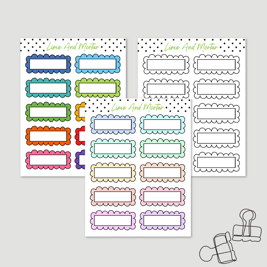 Scallop Label Stickers | 5 Colours