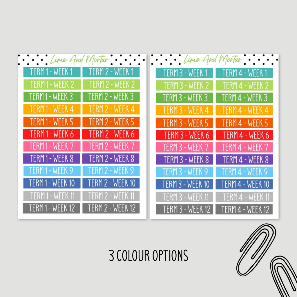School Terms Stickers | 3 Colours