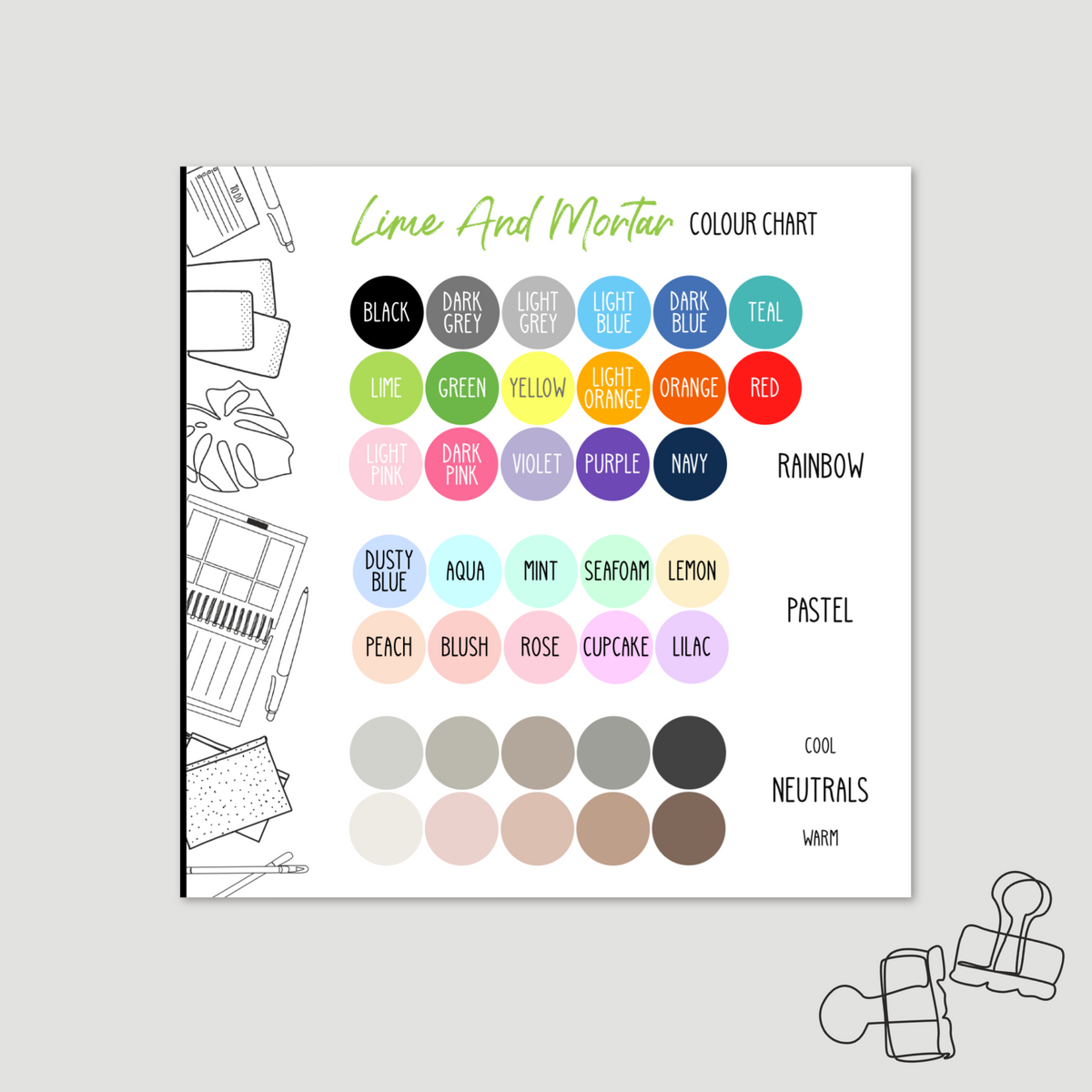 Colour Reference Notes Colour Chart Reference Sticker – Lime And Mortar