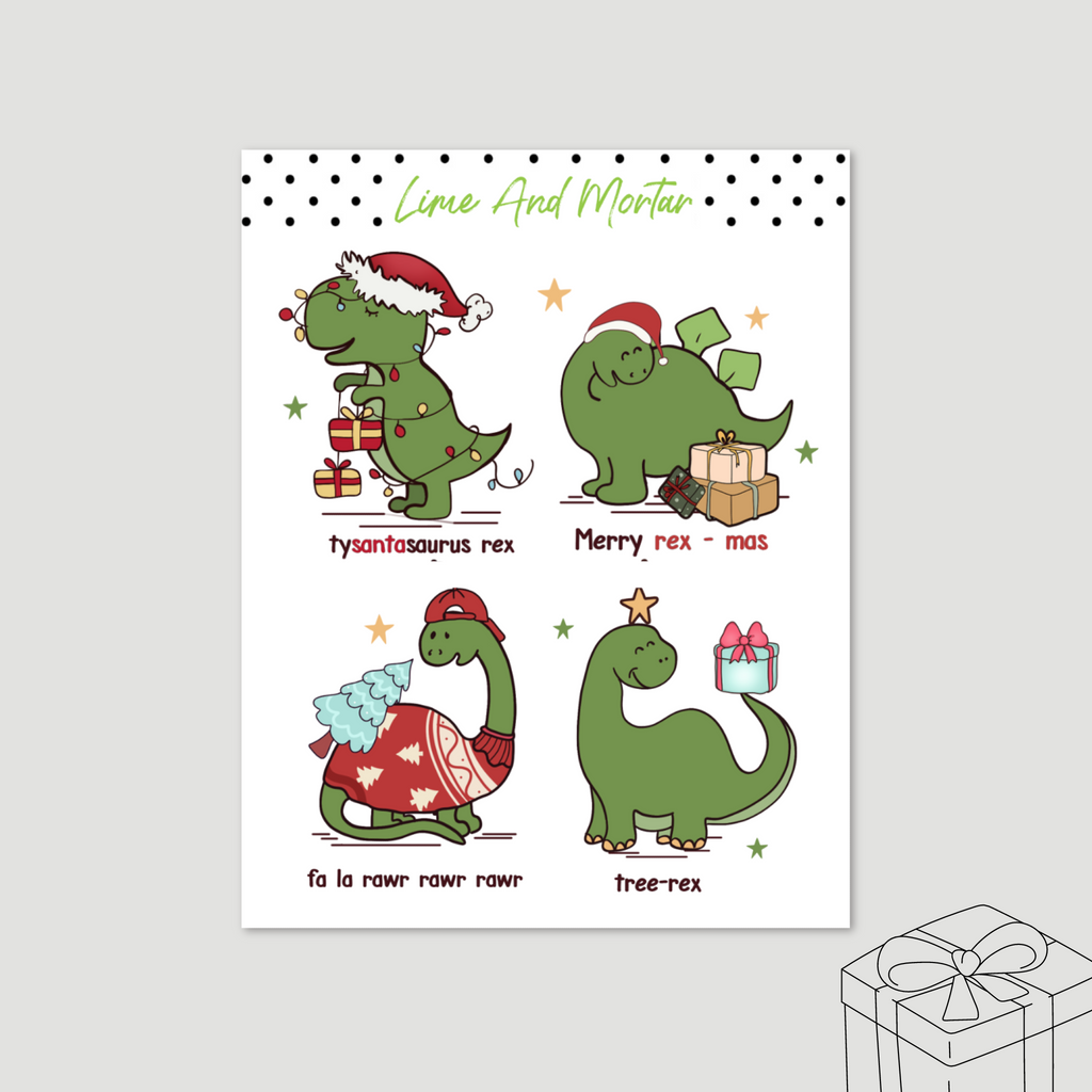 Xmas Dinosaurs Stickers