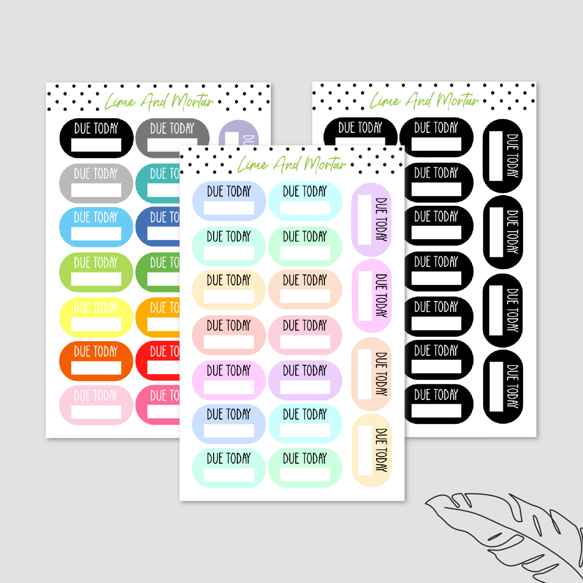 Due Tomorrow Sticker Due Today Stickers – Lime And Mortar