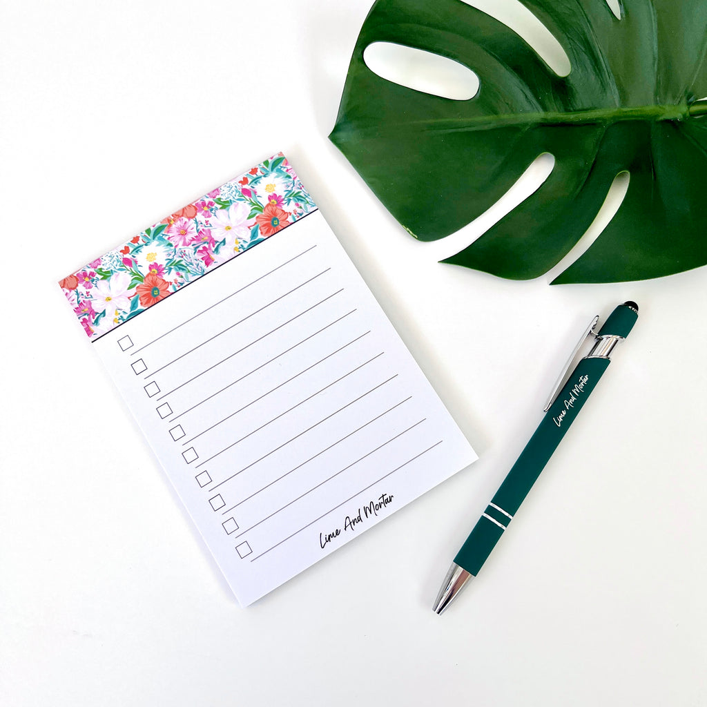 A6 Floral To Do List Notepad + Pen Sets