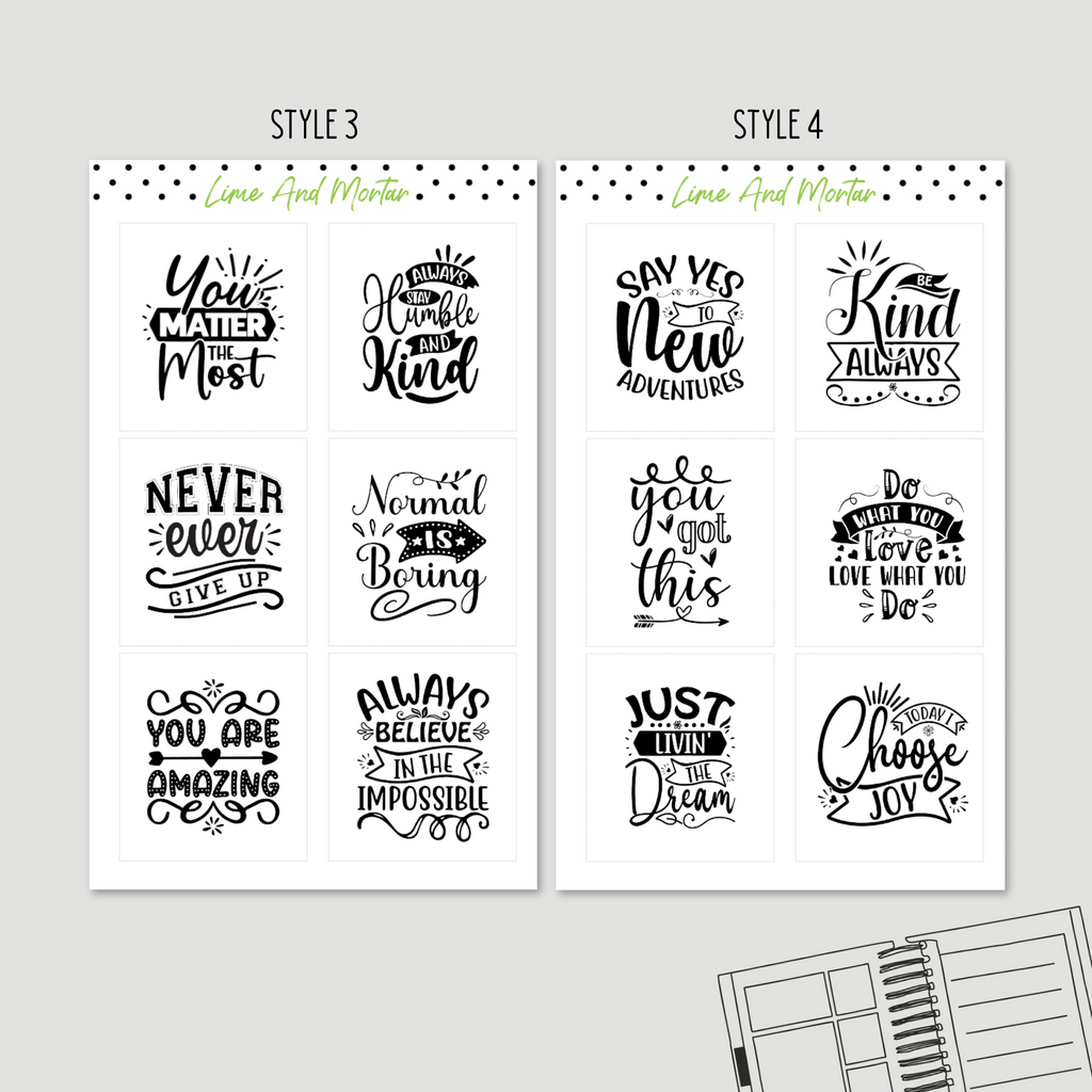 Frame Sticker Quotes Quote Full Box Stickers | 7 STYLES | Choose Own Colour – Lime And Mortar