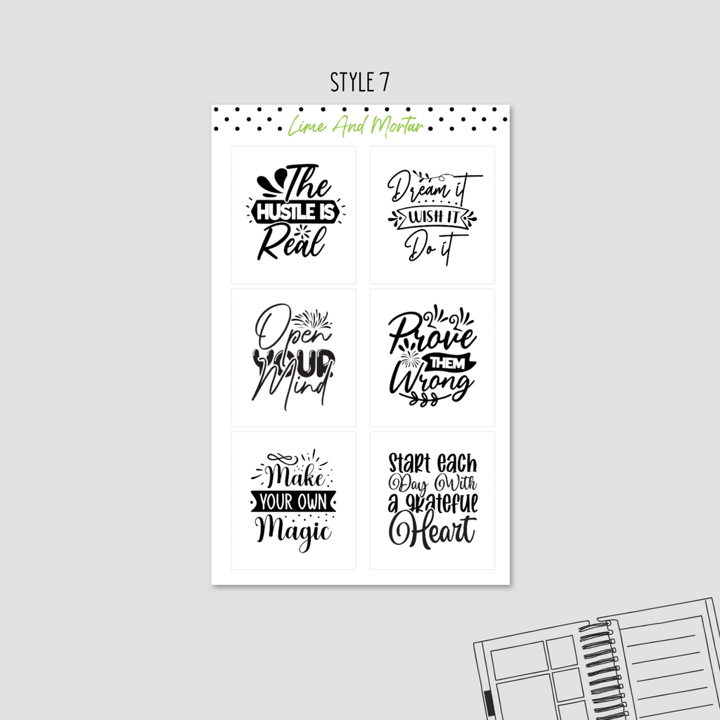 Quote Full Box Stickers | 7 STYLES | Choose Own Colour