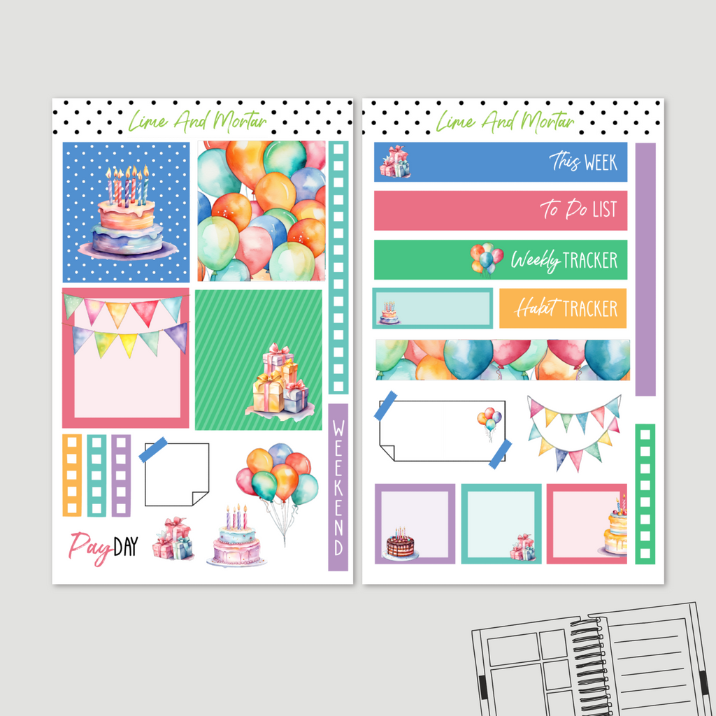 Bright Birthday Lime Weekly Kits | Weekly + Monthly