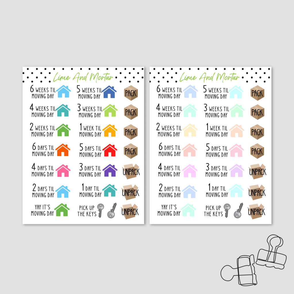 Moving Home Countdown Planner Stickers