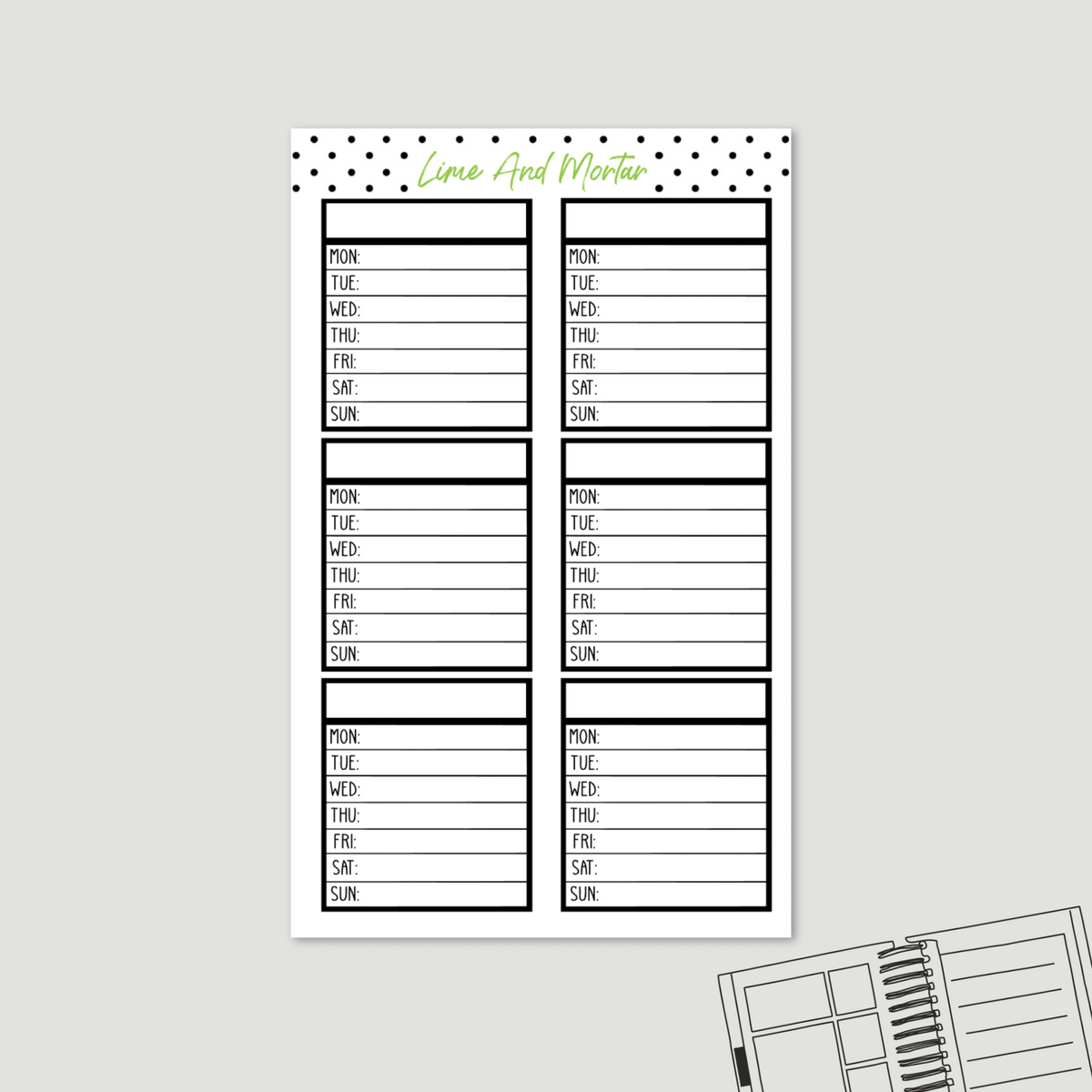 Weekly Tracker | Full Box Stickers – Lime And Mortar