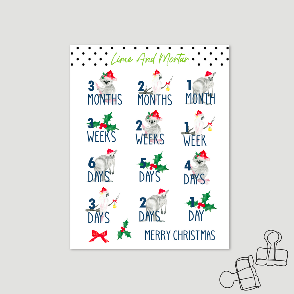 Aussie Christmas Countdown Stickers