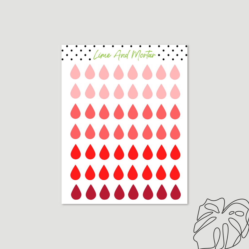 Blood Drop Mini Icon Stickers – Lime And Mortar