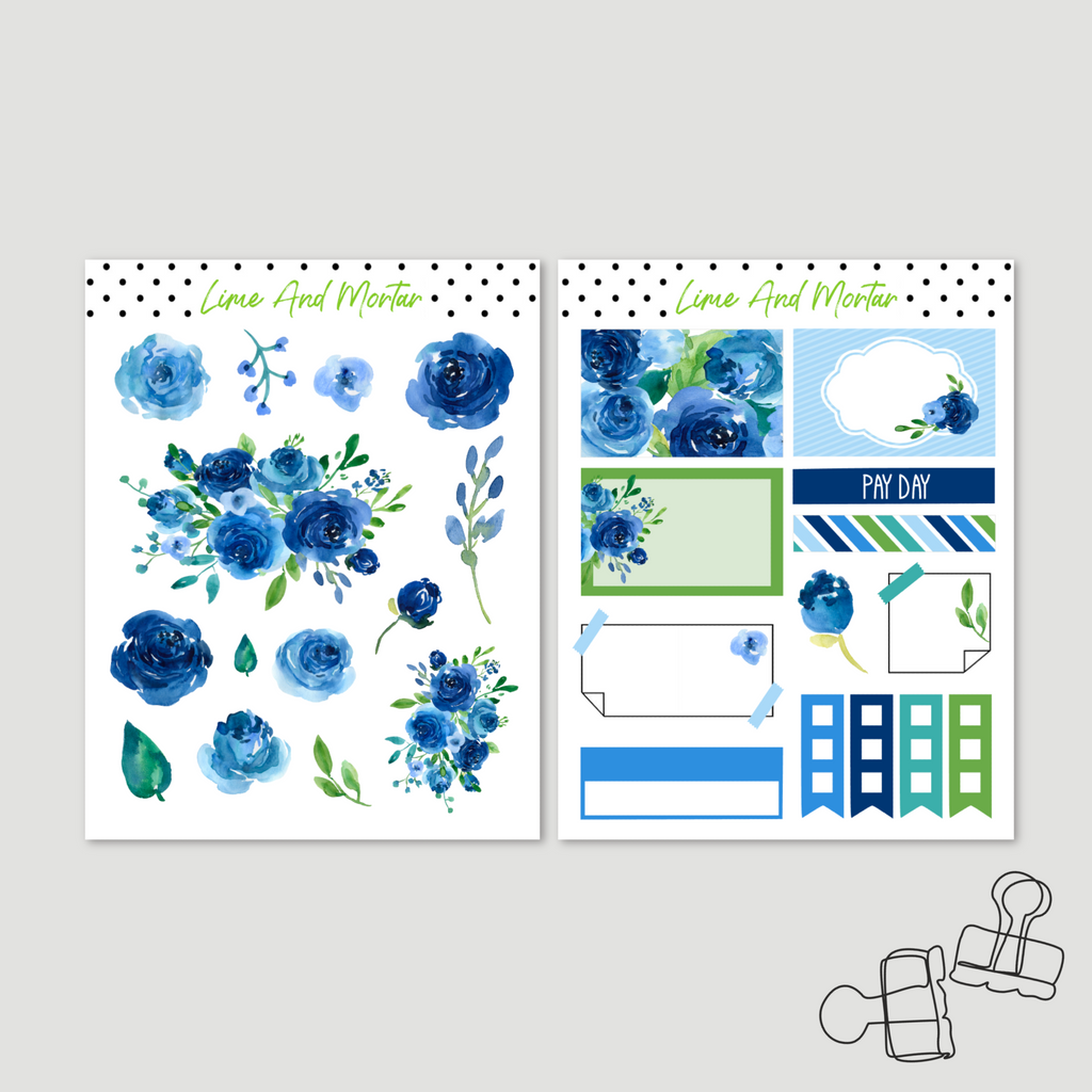 Blue Rose Decorative Stickers