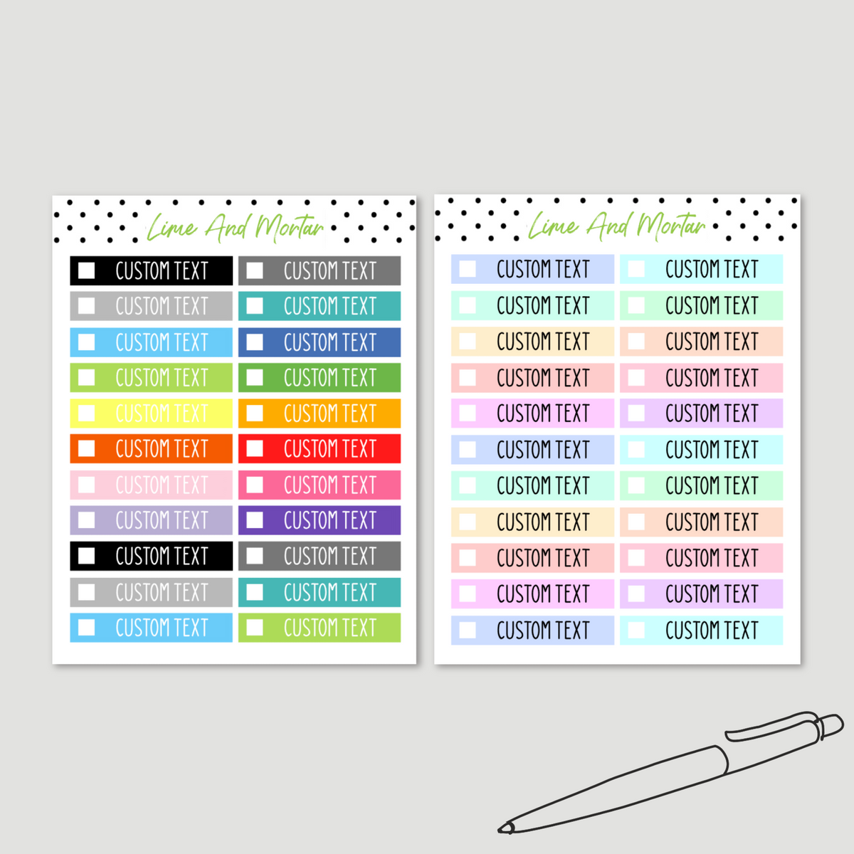 CUSTOM Checkbox Label Stickers – Lime And Mortar