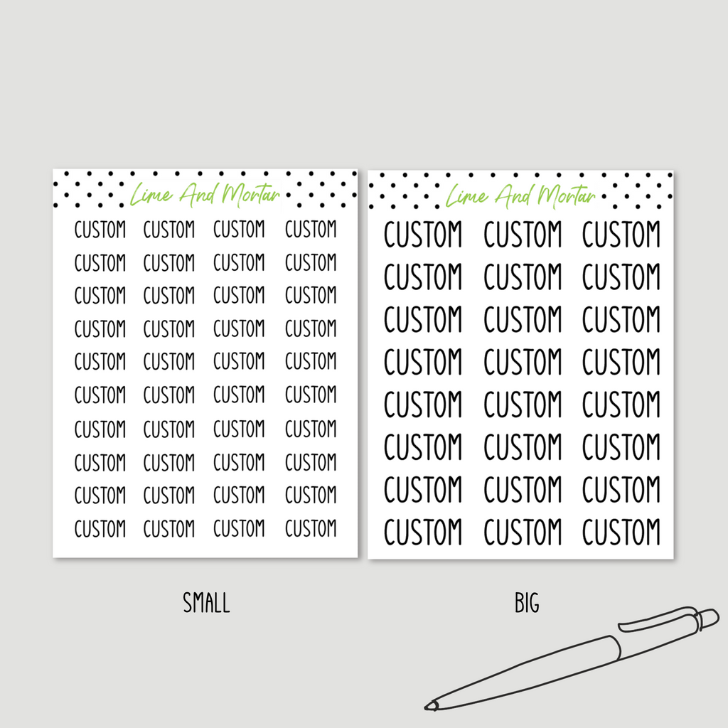 CUSTOM Standard Text Stickers | 2 Sizes