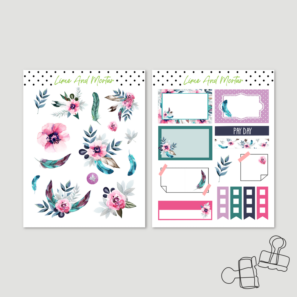 Floral Feather Decorative Stickers