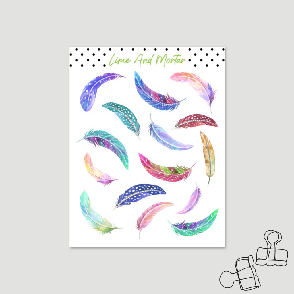 Water Colour Feather Stickers