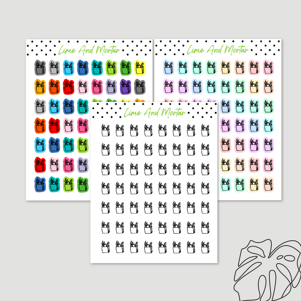 Grocery Bags Mini Icon Stickers
