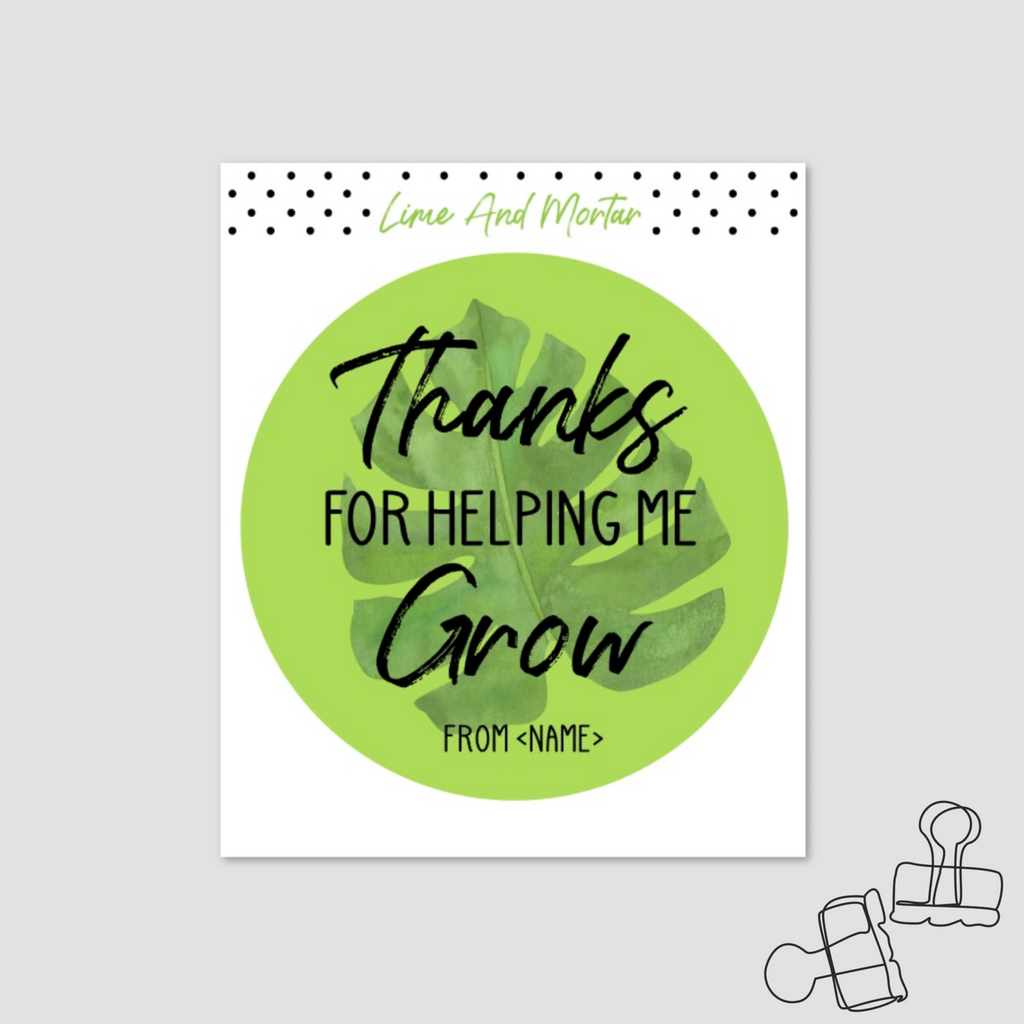 Helping Me Grow Label | Teacher Gift