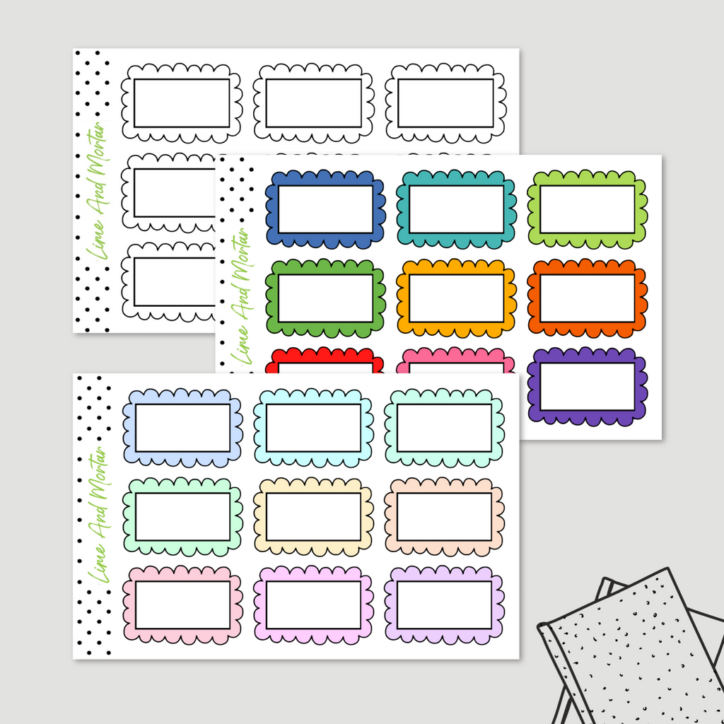 Scallop Half Box Stickers | 5 Colours