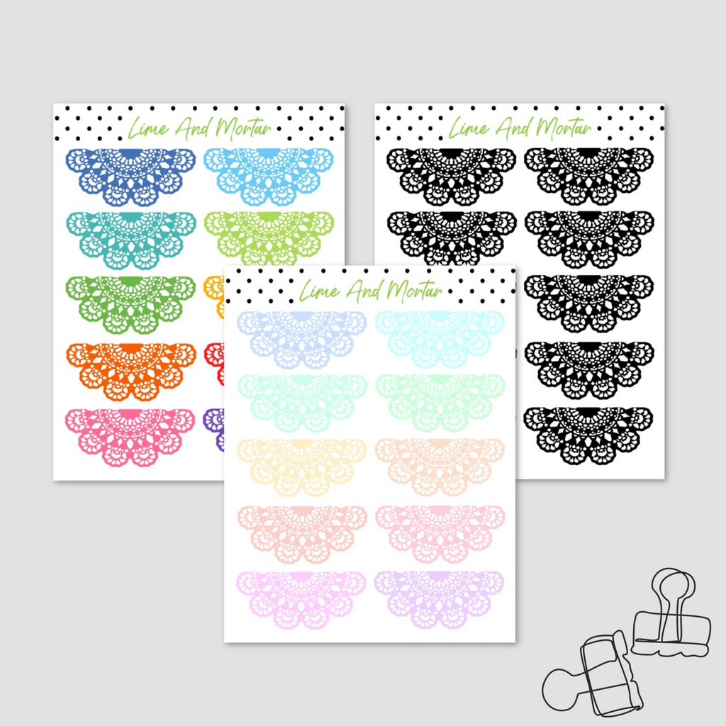 Doily Half Circle Stickers | 5 Colours