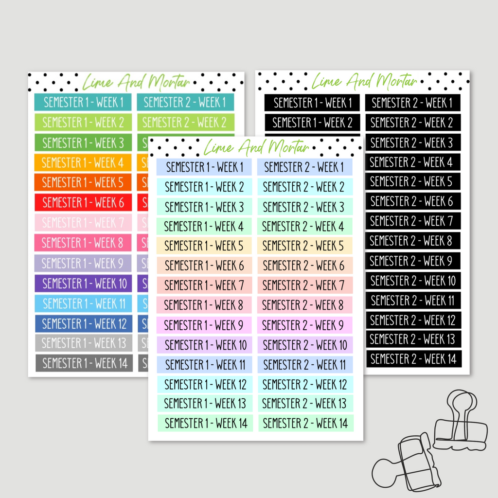 Semester Uni Planner Stickers | 3 Colours