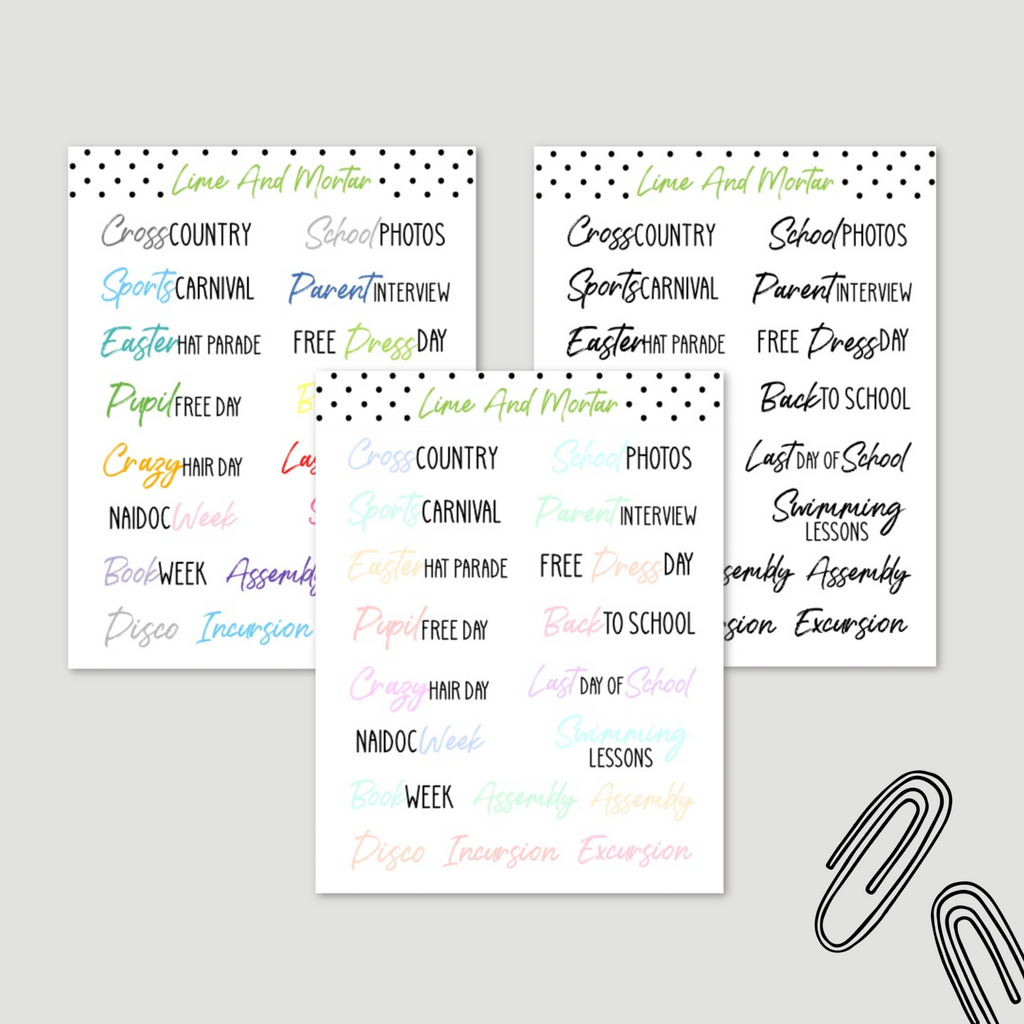 School Events | Brand Font Duo Stickers