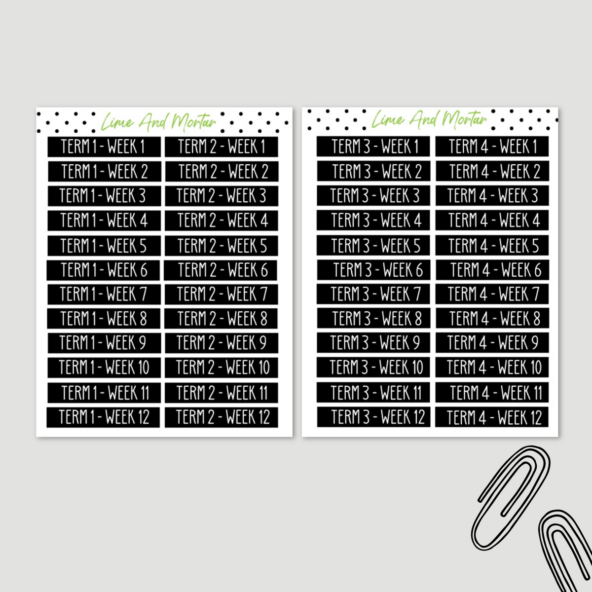 School Terms Stickers | 3 Colours – Lime And Mortar