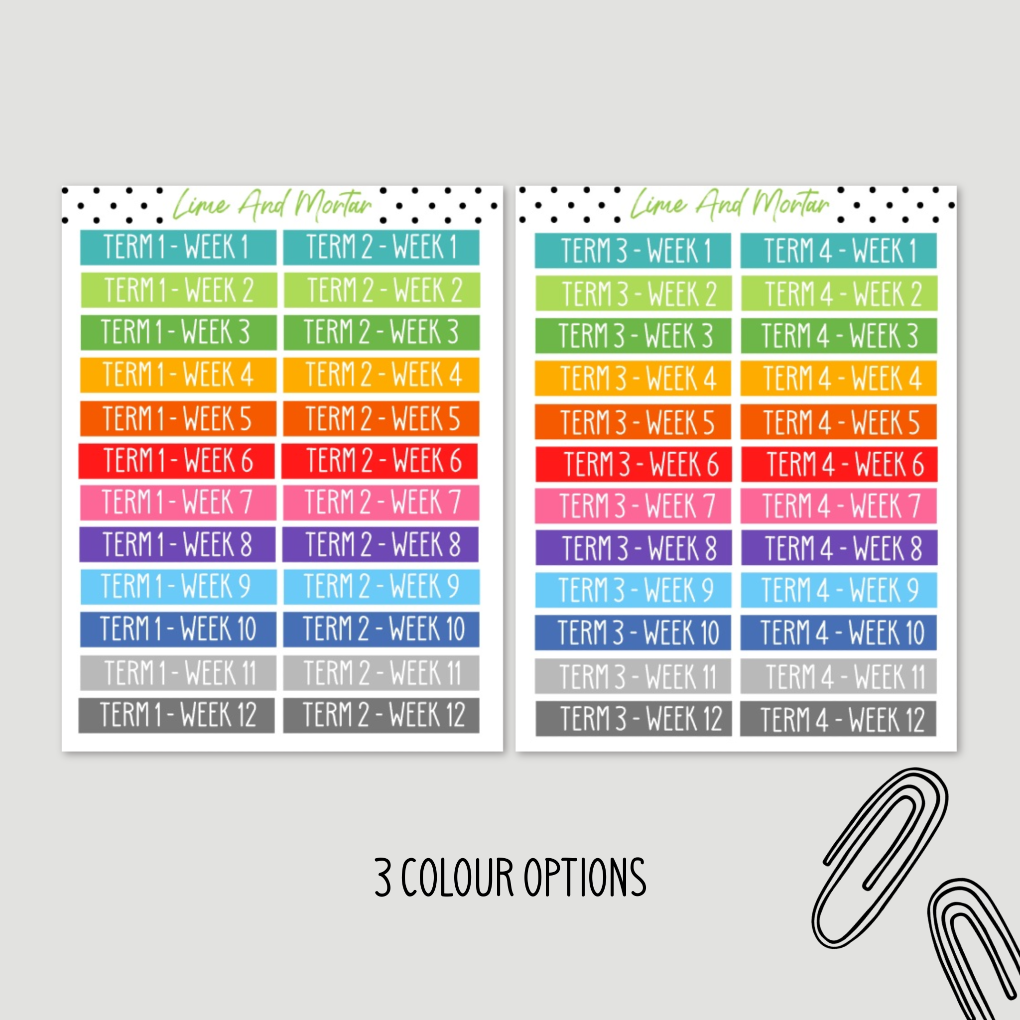 School Terms Stickers | 3 Colours – Lime And Mortar
