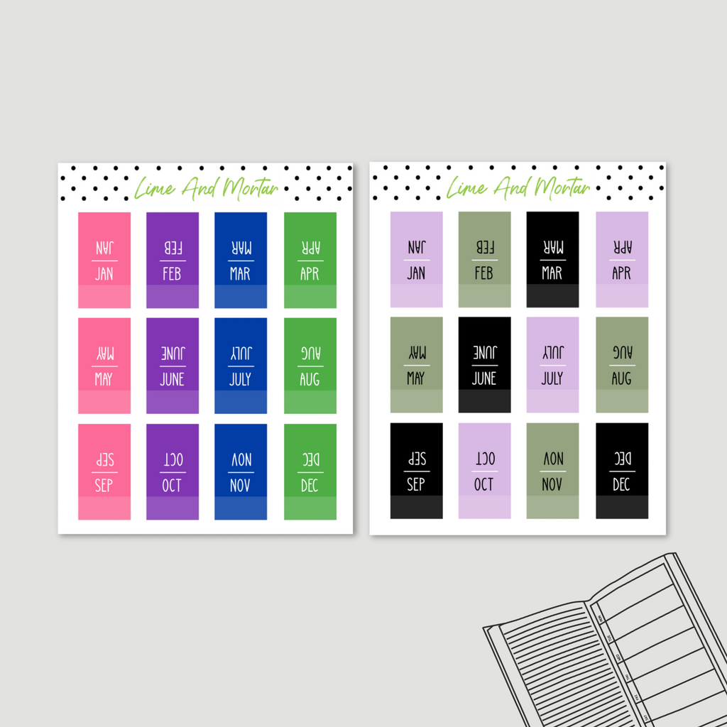 COVER COLOURS | Lime Mini Weeks Monthly Tab Stickers
