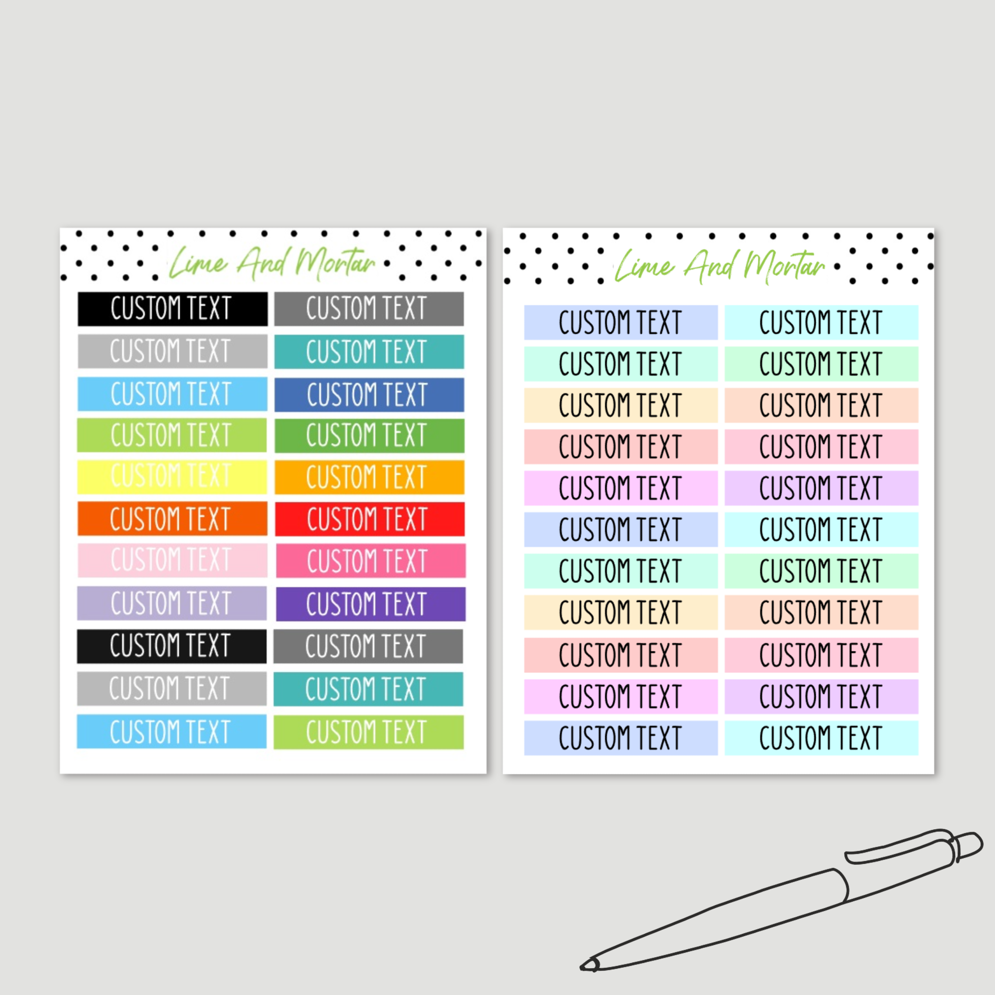 Sticker 2 Line Label CUSTOM Line Label Stickers | 2 Sizes – Lime And Mortar