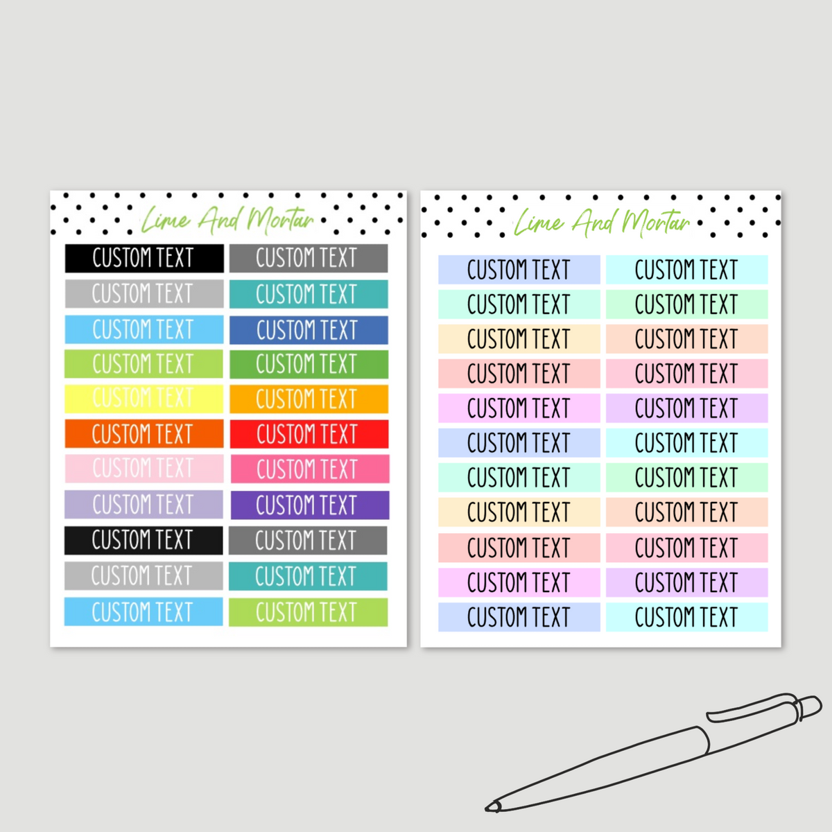 CUSTOM Line Label Stickers | 2 Sizes – Lime And Mortar
