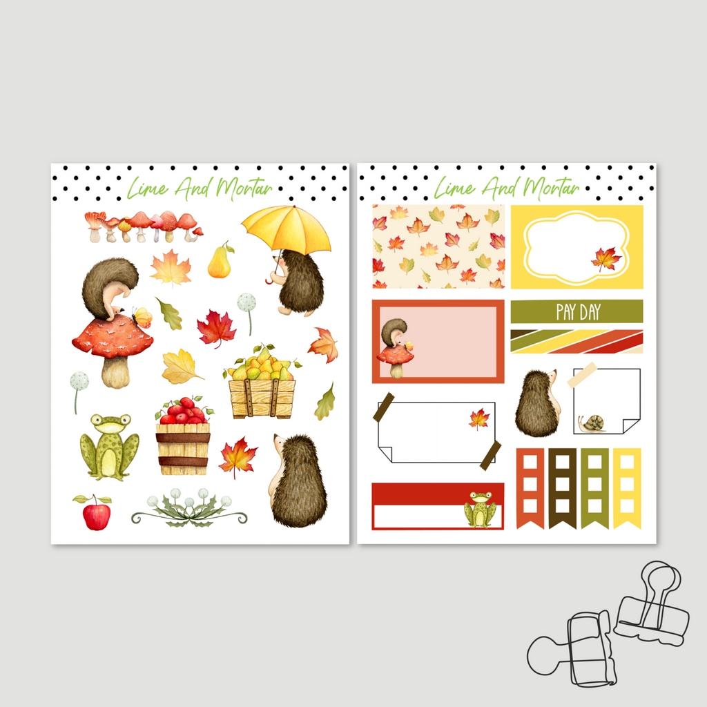 Autumn Hedgehog Decorative Stickers