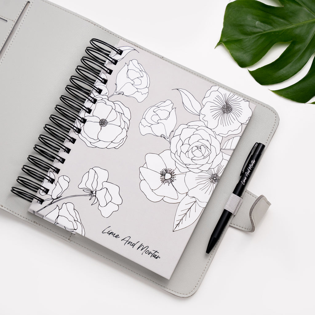 Luxe Leather Planner Cover | GREY
