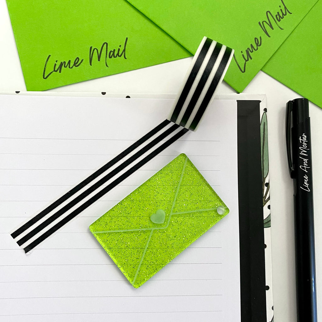 Lime Mail Glitter Washi Cutter