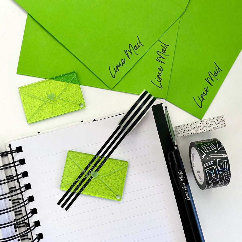 Lime Mail Glitter Washi Cutter