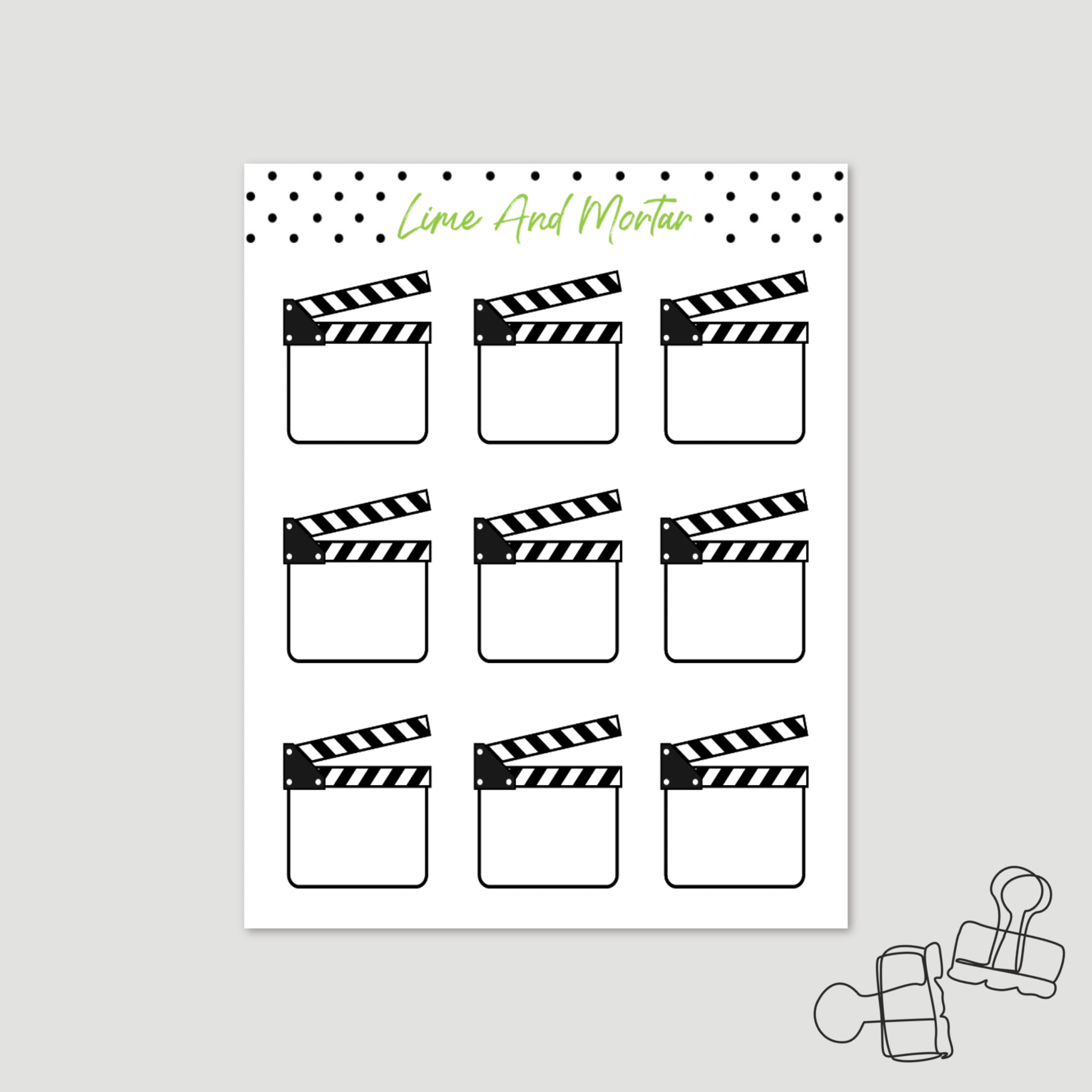 Movie Clapper Stickers – Lime And Mortar