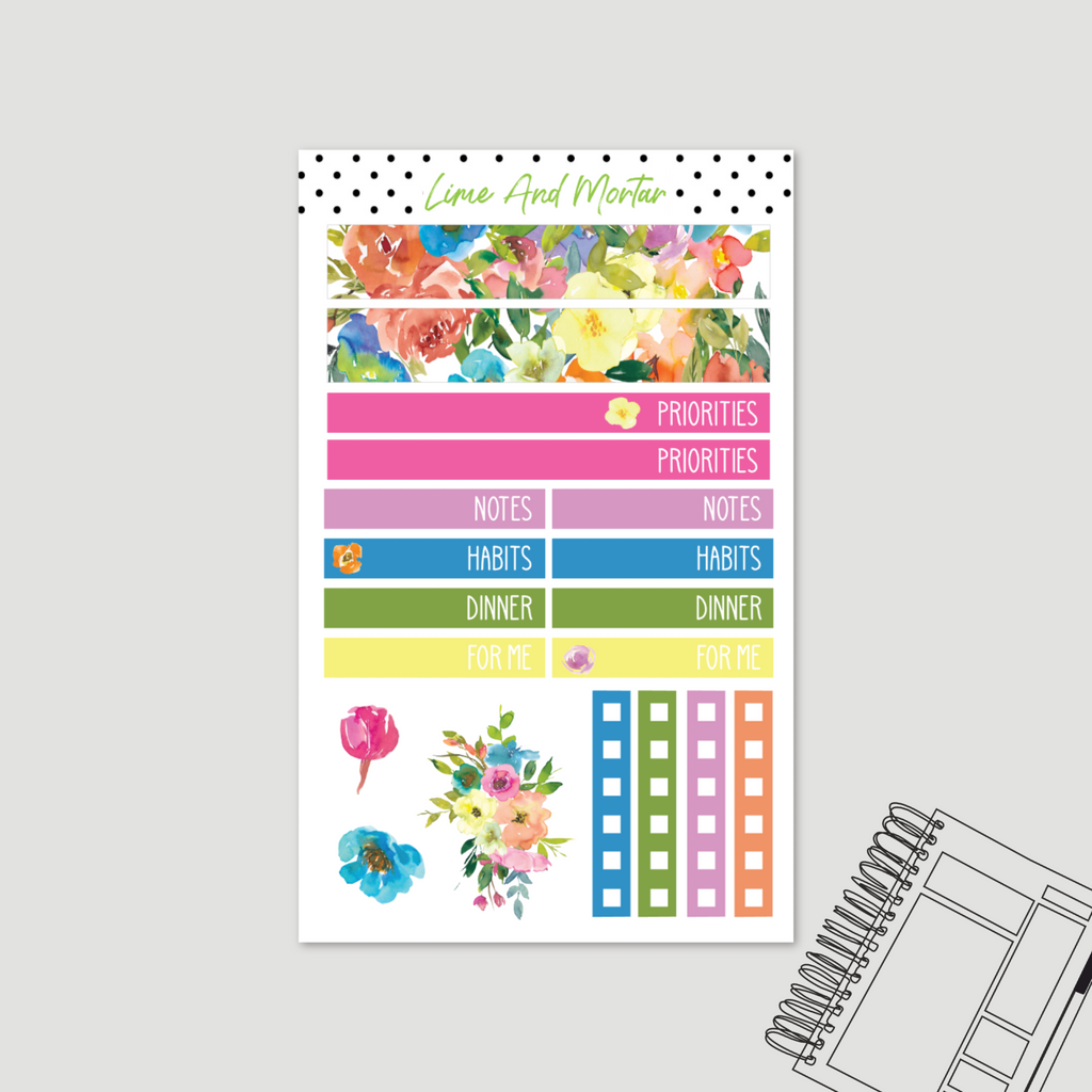 Rainbow Floral | Lime DAILY Stickers